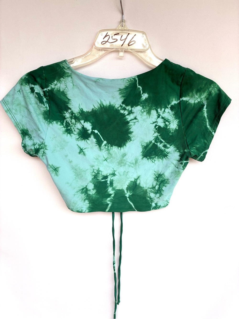 Frankie's Bikinis Ryan Green Tie-Dye Top Center Cinch Drawstring Medium - Picture 3 of 4